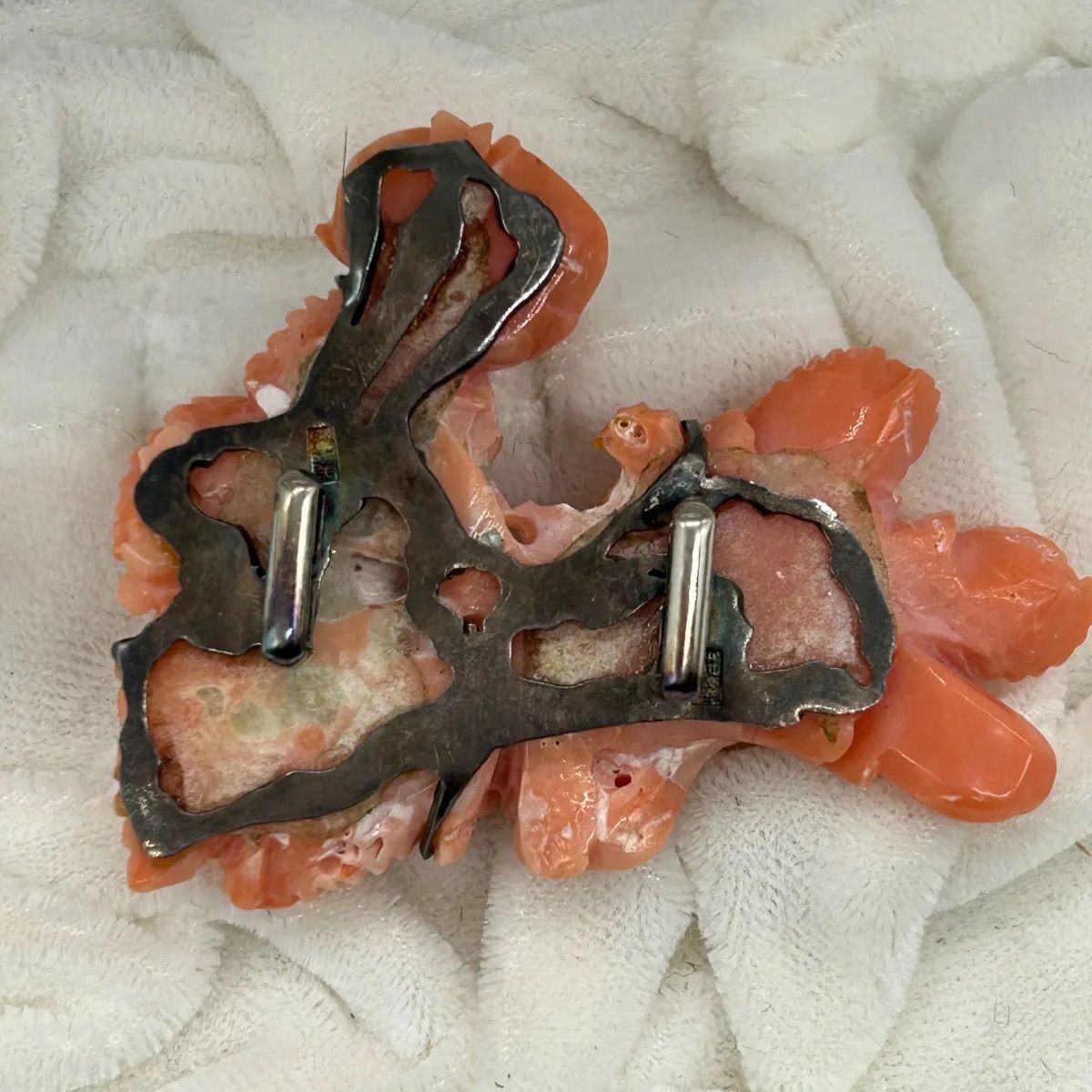 本珊瑚 帯留め 菊の細密彫刻 珊瑚 COLAL