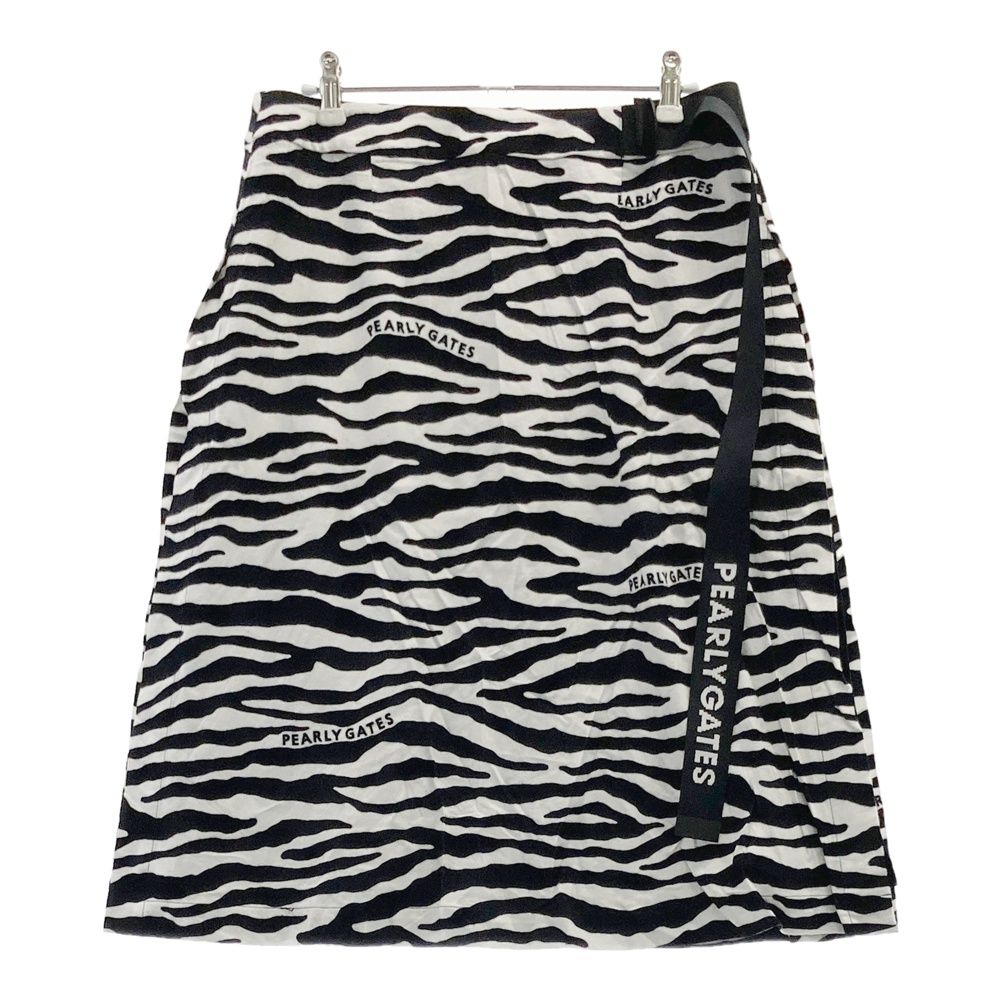 サイズ：1 PEARLY GATES パーリーゲイツ 055-1234034 裏地プリーツ 起毛 ミドルスカート ゼブラ柄 ブラック系 [240101519873] ゴルフウェア レディース ストスト