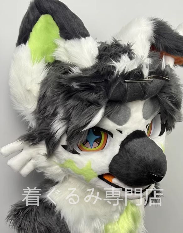 ファースーツ 着ぐるみセット 黒 青 ケモノ ファースーツ 全頭ヘッド ぬいぐるみ コスプレ コスチューム 一点物
