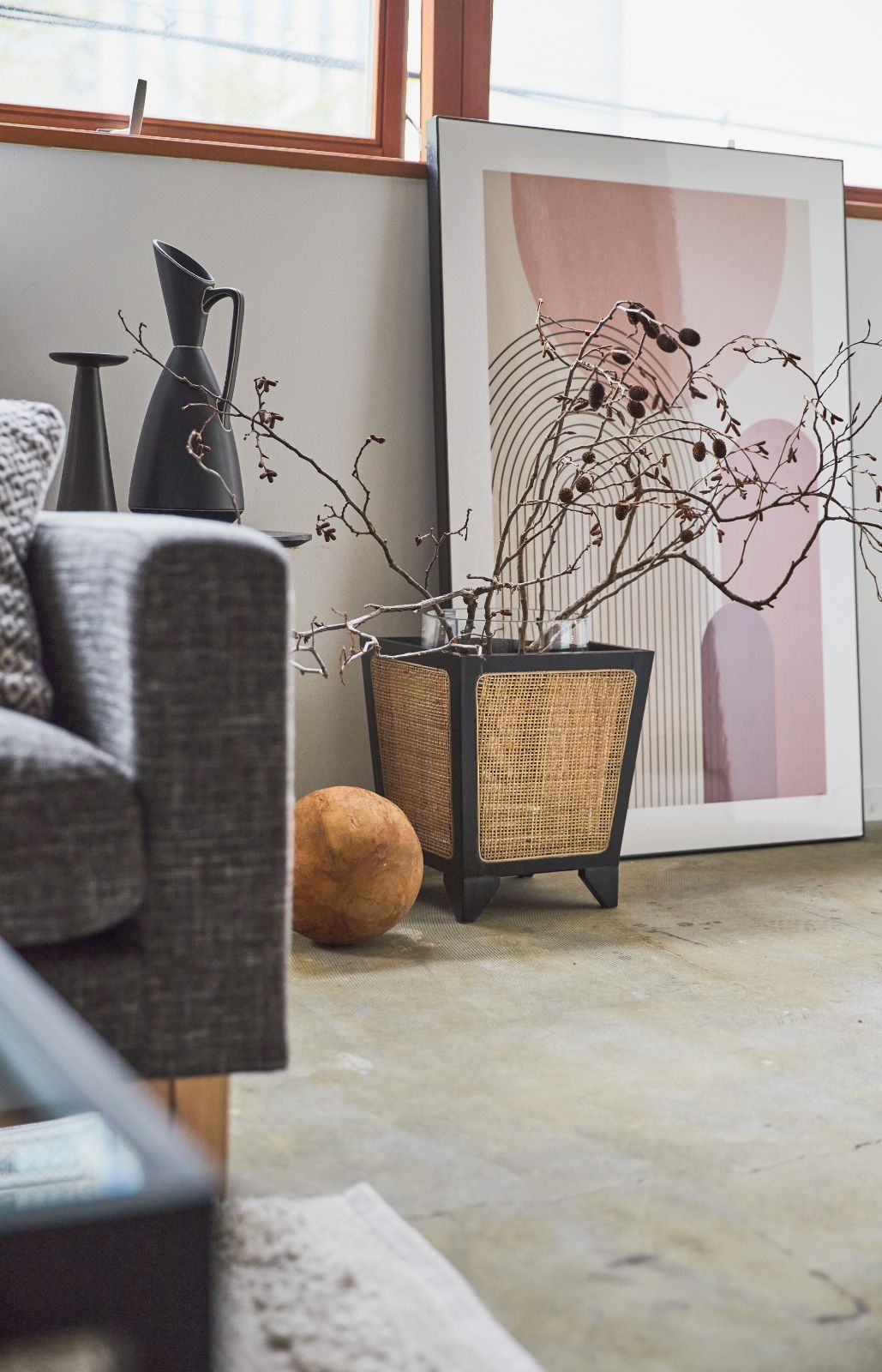 プランターカバー ラタン 木製 室内 足付き GUY-924 STEELWINDOWSANDDOORS_COM