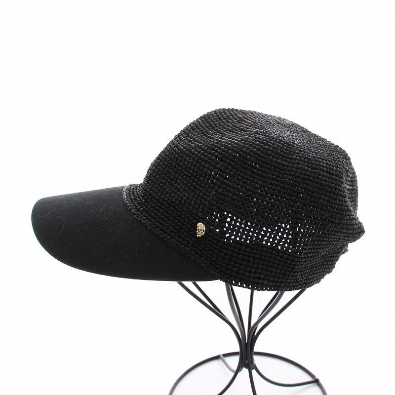 HELEN KAMINSKI ブラックキャップ ONE SIZE ヘレンカミンスキー HELEN KAMINSKI キャップ 帽子 ラフィア ONE