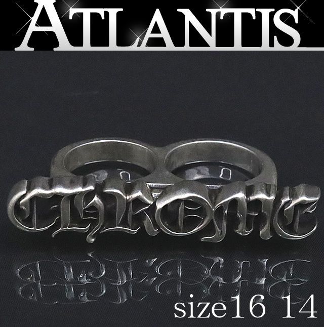CHROME HEARTS 銀座店 クロムハーツ スクリプト CHROME ロゴ ナックル リング 指輪 SV925 約16号＆約14号 100312