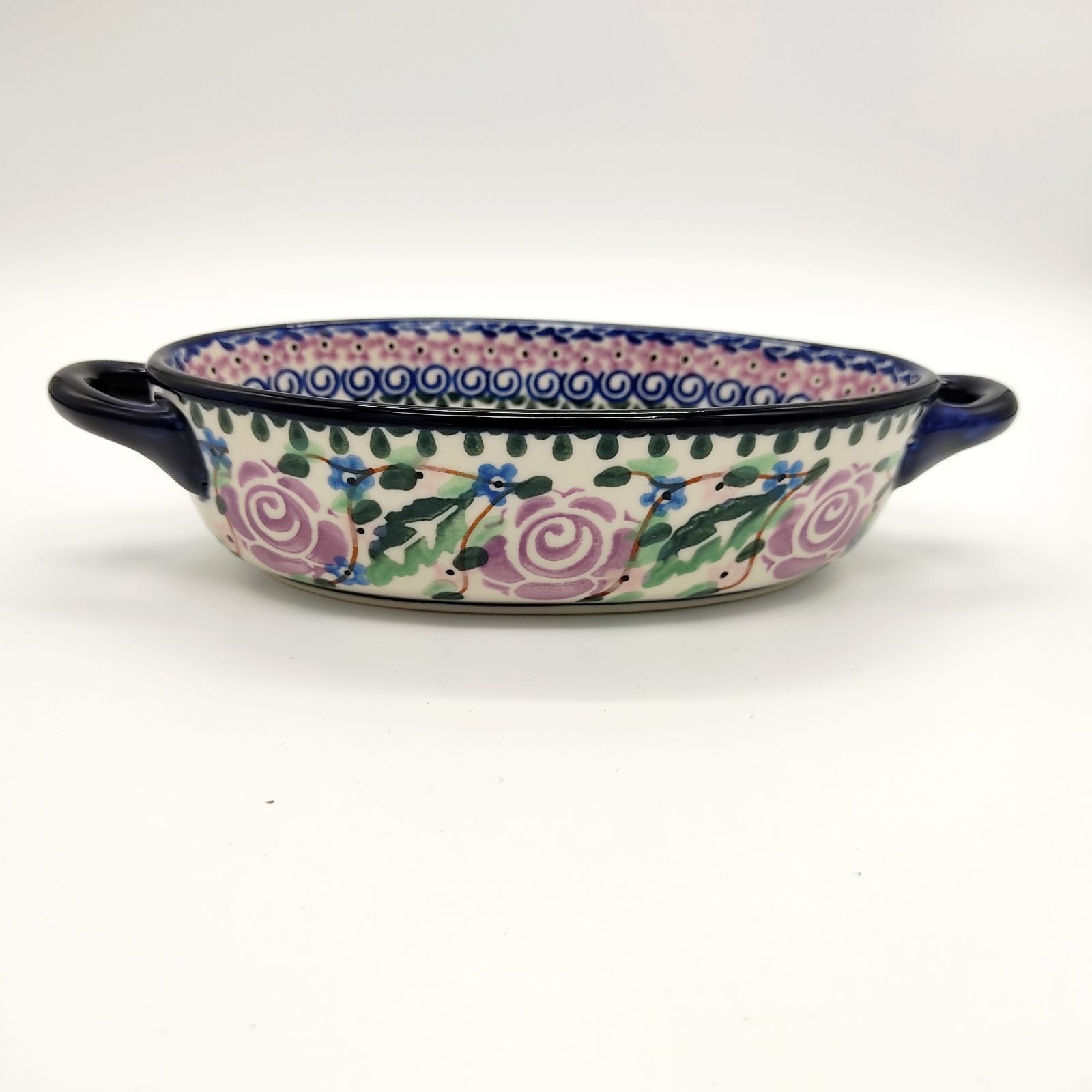 楕円形ボウル 容量 400ml 紫のバラ模様 ポーランド食器