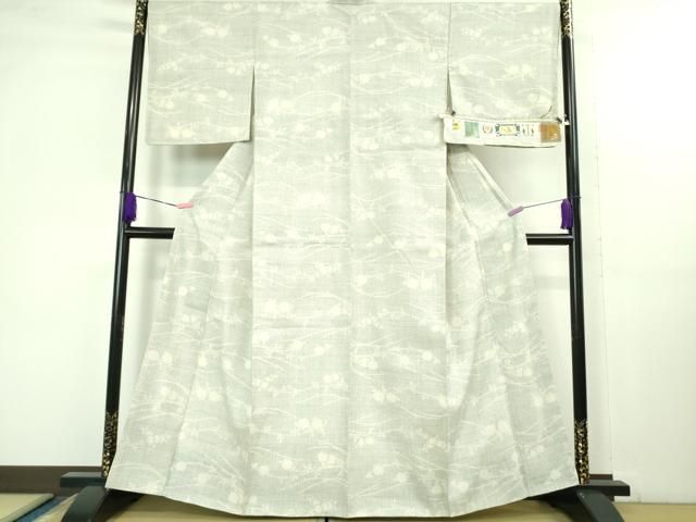 平和屋本店 上 本場結城紬 重要無形文化財 100亀甲 草花文 証紙付き ♥ DZAB1352kh5