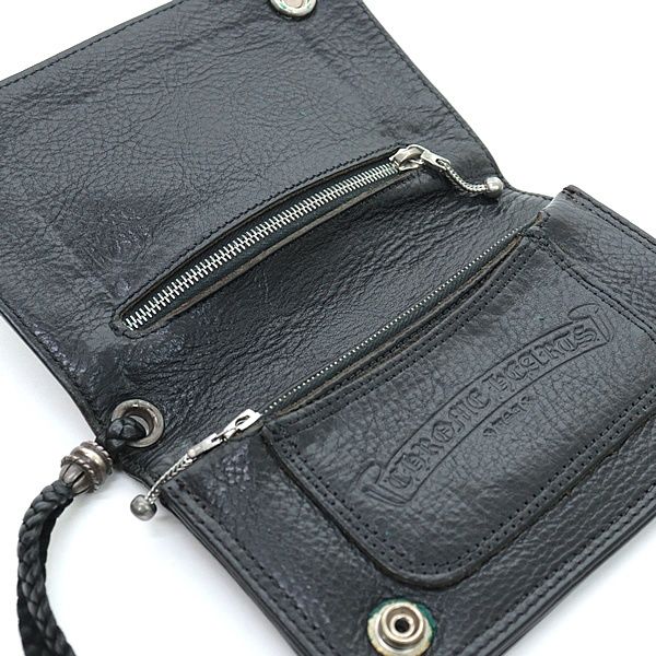 Chrome Hearts 二つ折り財布 黒 CHROME HEARTS 銀座店 クロムハーツ 2ZIP ウォレット ストラップ付 二