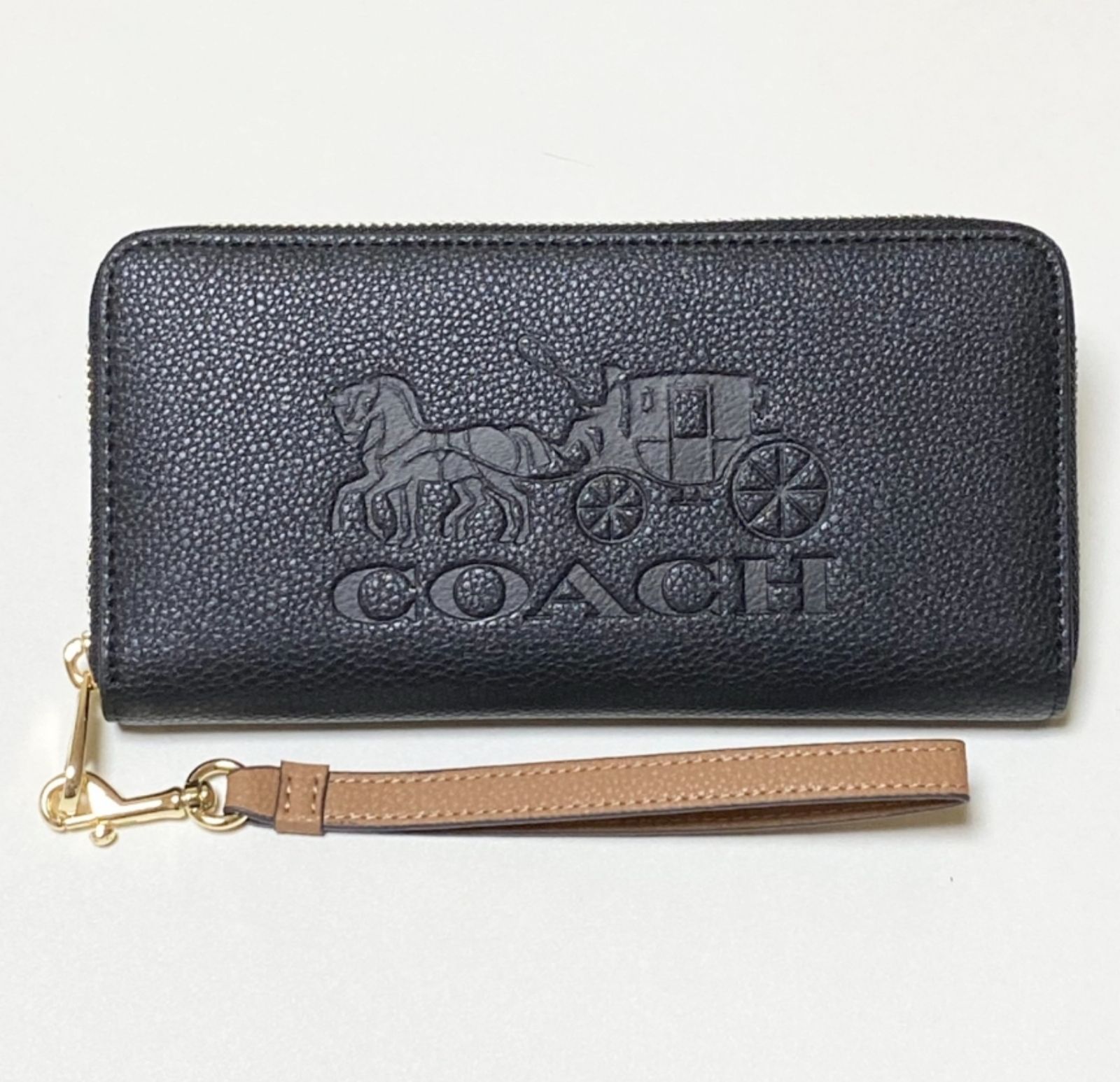 世界の COACH ブラック C3548 ラウンドファスナー キャリッジ アンド