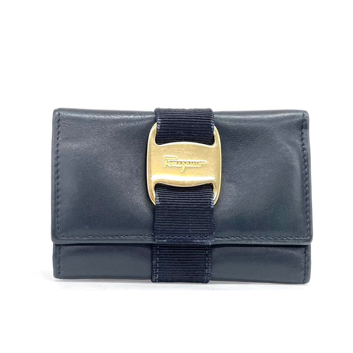 Salvatore Ferragamo サルヴァトーレフェラガモ ヴァラ 6連 キーケース ネイビー レザー レディース 240001138014