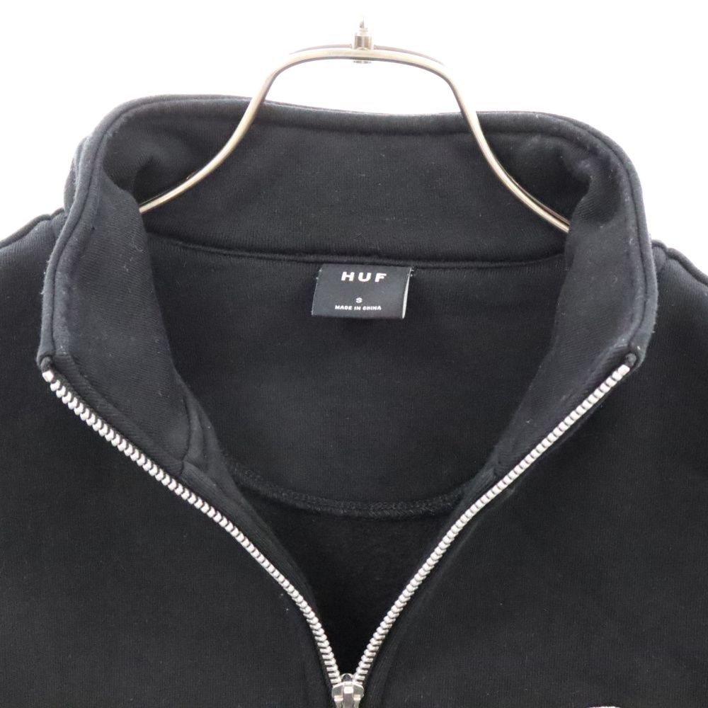 HUF (ハフ) ZIP SWEAT 刺繍ロゴ ハーフジップ スウェット