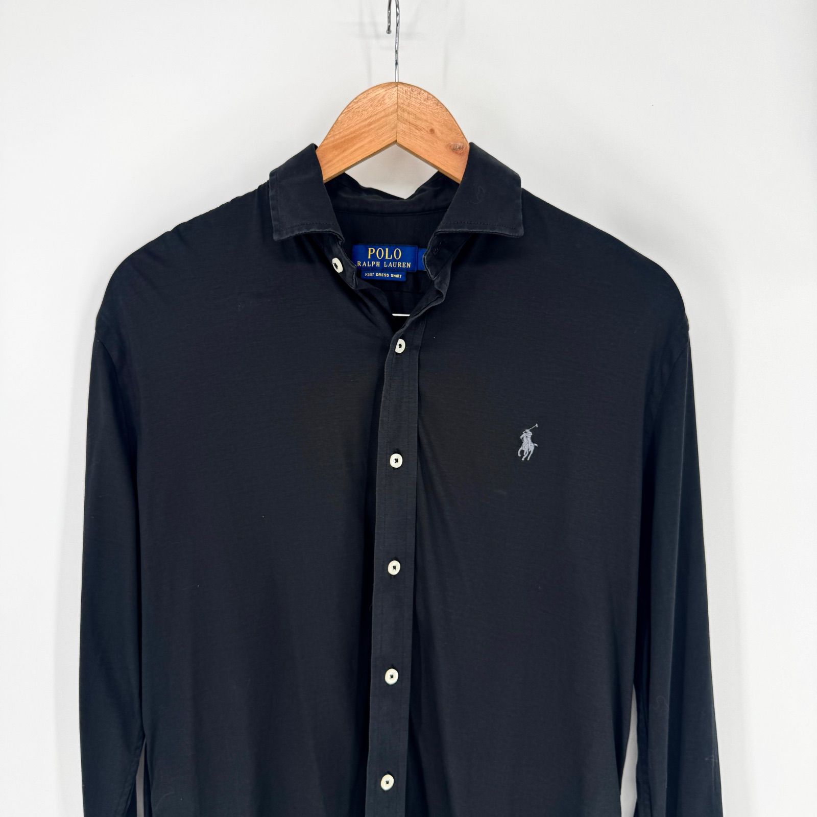 【極美品】ポロラルフローレン　長袖シャツ　ブラック　現行　L レディース　スリム 美品 POLO RALPH LAUREN KNIT DRESS SHIRT M 175/96A ブラック