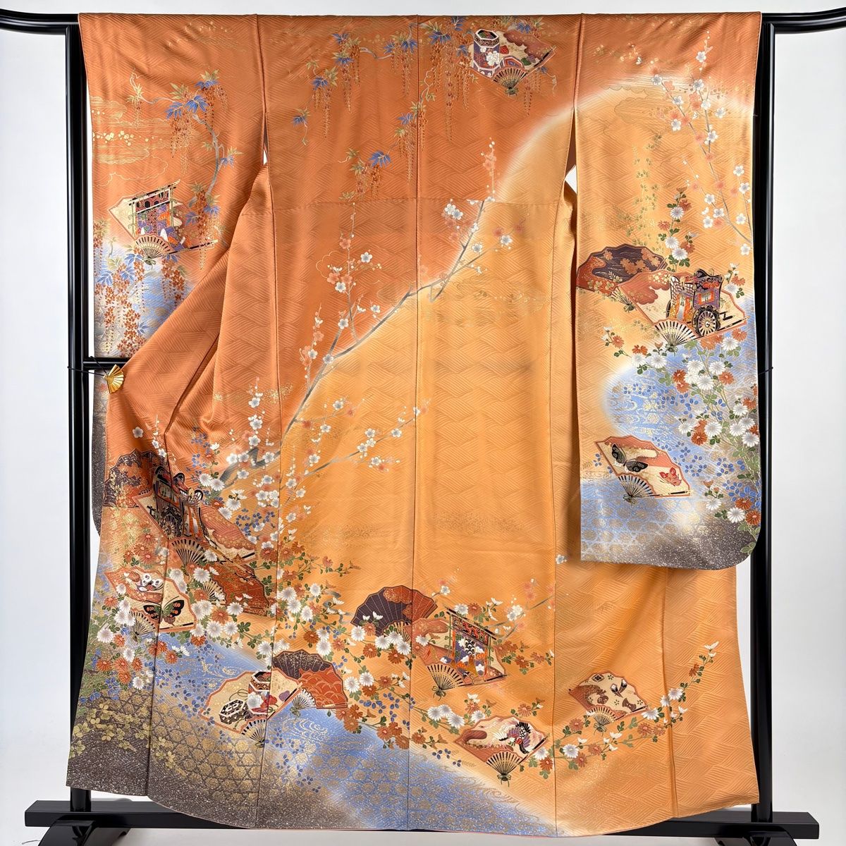 振袖 身長152-167cm オレンジ 正絹 振袖 身長153-168cm オレンジ 正絹