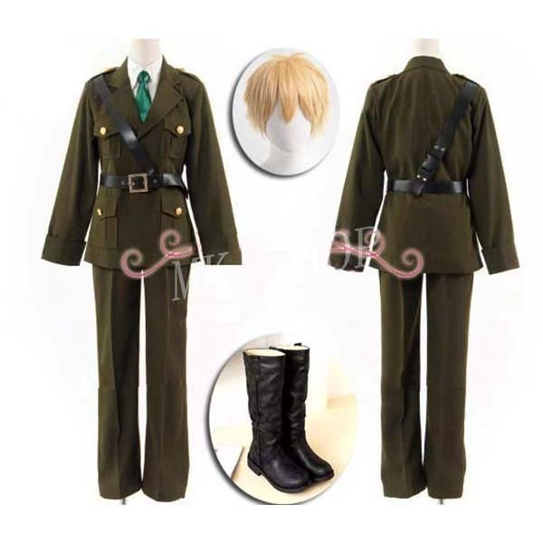 ヘタリア イギリス アーサーカークランド　コスプレ衣装　（ウィッグ、ブーツ付き） Amazon.co.jp: [ZAIED] ヘタリア APH イギリス 軍服 コスプレ
