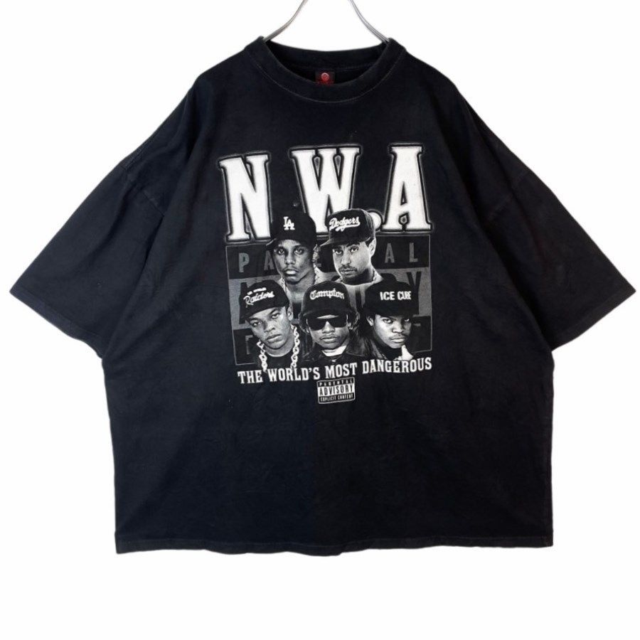 ビックサイズ!6XL!アイスドアウトIcedoutエヌ・ダブリュ・エーN.W.AラップTシャツアーティストTヒップホップグループHIPHOPラッパーアイス・キューブ ドクター・ドレー イージーEゆるダボ黒ブラ