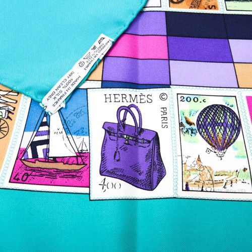 エルメス HERMES スカーフ カレ90 シルク CORRESPONDANCE 切手 馬柄