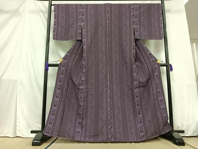 平和屋着物▽小紋 単衣 竹文 洗える着物 AAAU1133iu