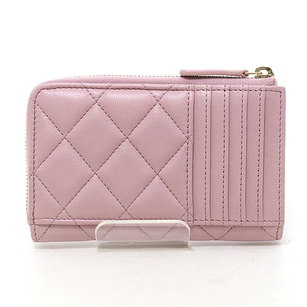 シャネル CHANEL ジップカードケース コインケース ピンク系