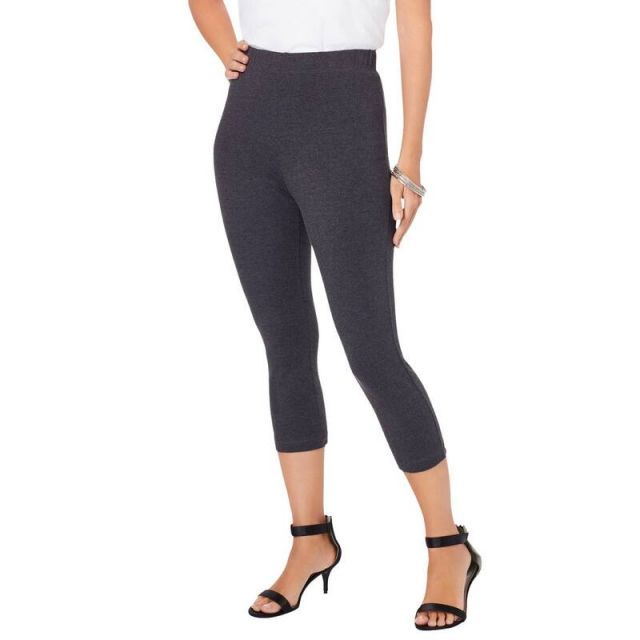 【送料無料】 ロアマンズ レディース カジュアルパンツ ボトムス Roaman's Women's Plus Size Petite Essential Stretch Capri Legging Heather Charcoal