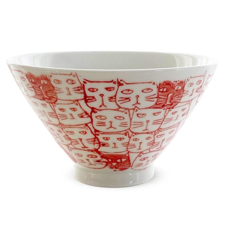J-kitchens 勲山窯 茶碗 11cm 波佐見焼 日本製 キャッツ レッド J-kitchens 勲山窯 茶碗 11cm 波佐見焼 日本製 キャッツ レッド