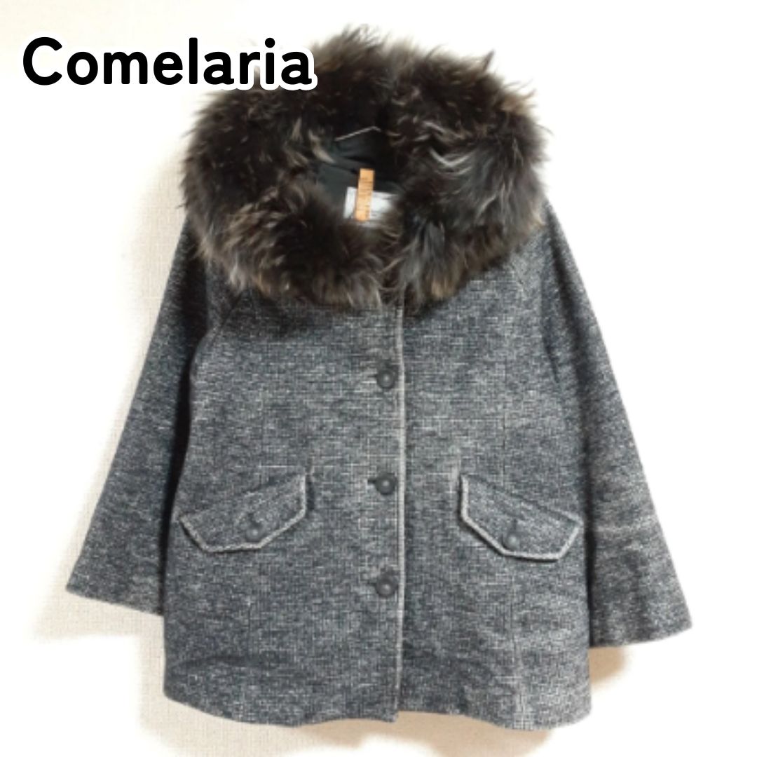 Comelaria コメラリア イタリア製 グレー ポーランドラクーンファー付