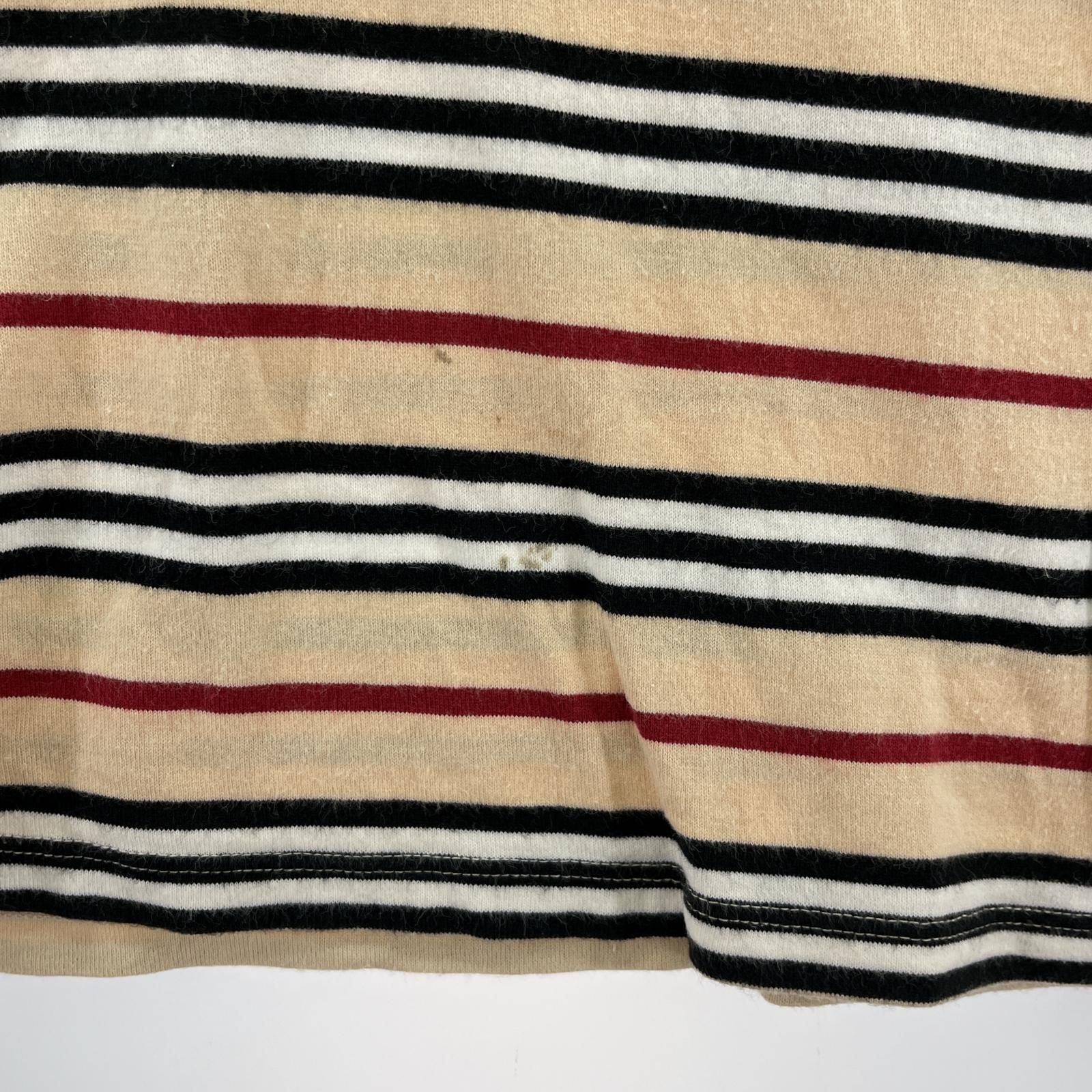 BURBERRY バーバリー ポロシャツ ハイネック ボーダー L ベージュ BURBERRY バーバリー ボーダーポロシャツ size160A/ベージュ
