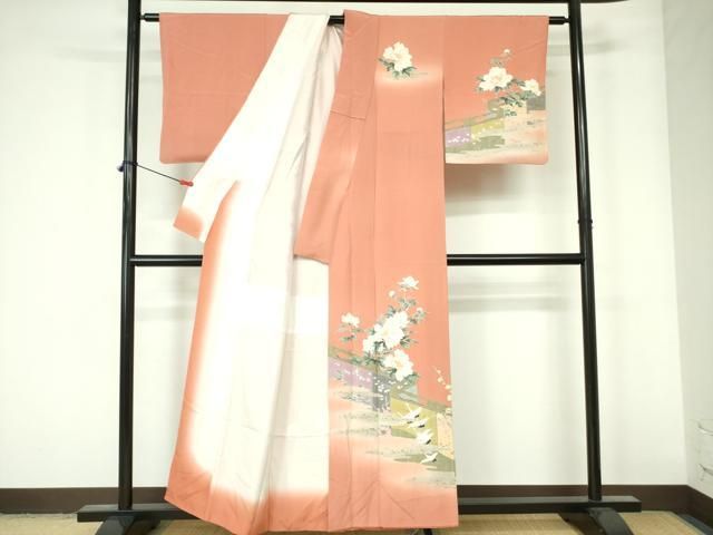 平和屋着物○訪問着 花鳥文 暈し染め 金銀彩 正絹 逸品 CAAW8038yc