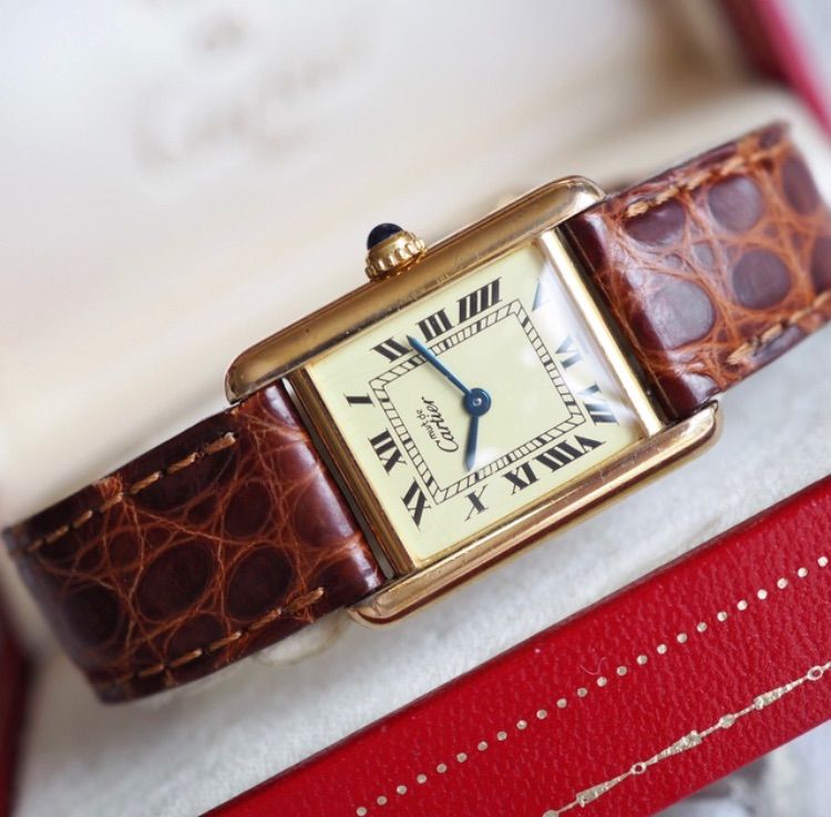 美品 カルティエ マスト タンク アイボリー ローマン SM Cartier カルティエ⁄マストタンクSM⁄アイボリーローマン⁄ヴェルメイユ
