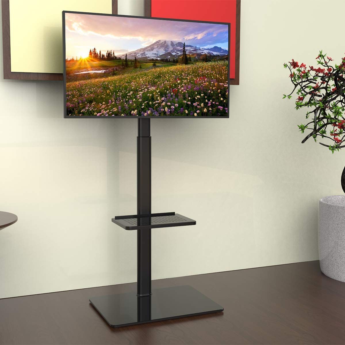 ユニバーサルフロアTVスタンド 1942インチフラットスクリーンTV用マウント