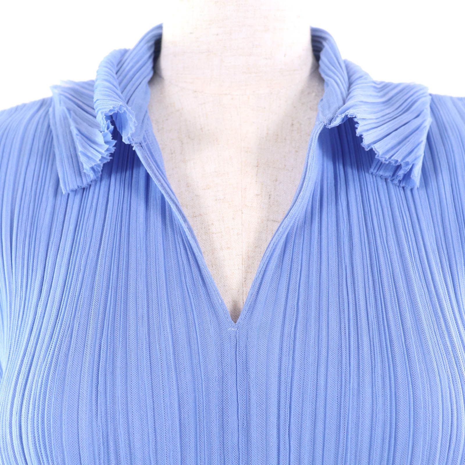 ●中古 イッセイミヤケ プリーツプリーズ カットソーショートジャケットセット 青 PLEATS PLEASE ISSEY MIYAKE - ○中古 イッセイミヤケ プリーツ