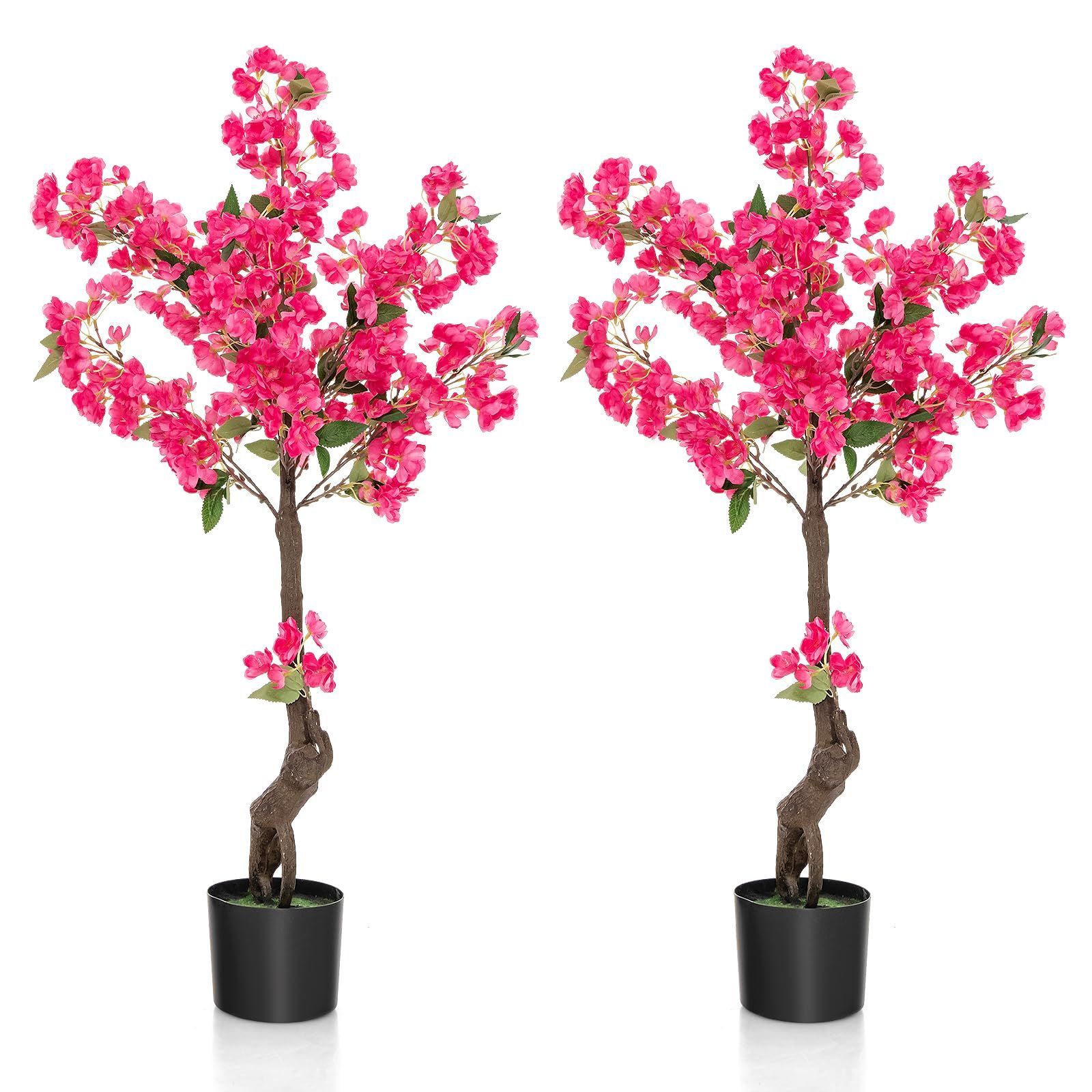 ウメ2本 TANGKULA 人工 観葉植物 フェイク 105cm 2本セット 大型 造花 フェイクグリーン インテリア 室内 屋外 フェイク植物 人工観葉植物 水やり不要 枯れない 盆栽植物 (ウメ2本)
