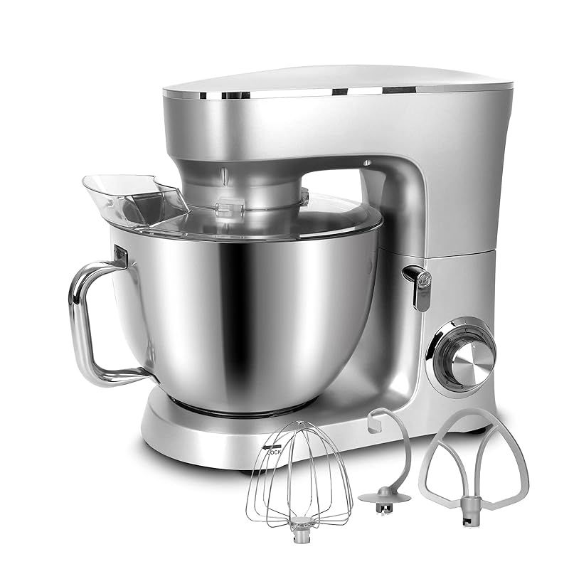 Xverycan スタンドミキサー 卓上ミキサー 8L大容量 3種類アタッチメント付き 業務用 家庭用 6段階スピード調節機能 パン生地こねやお菓子作り等に 1