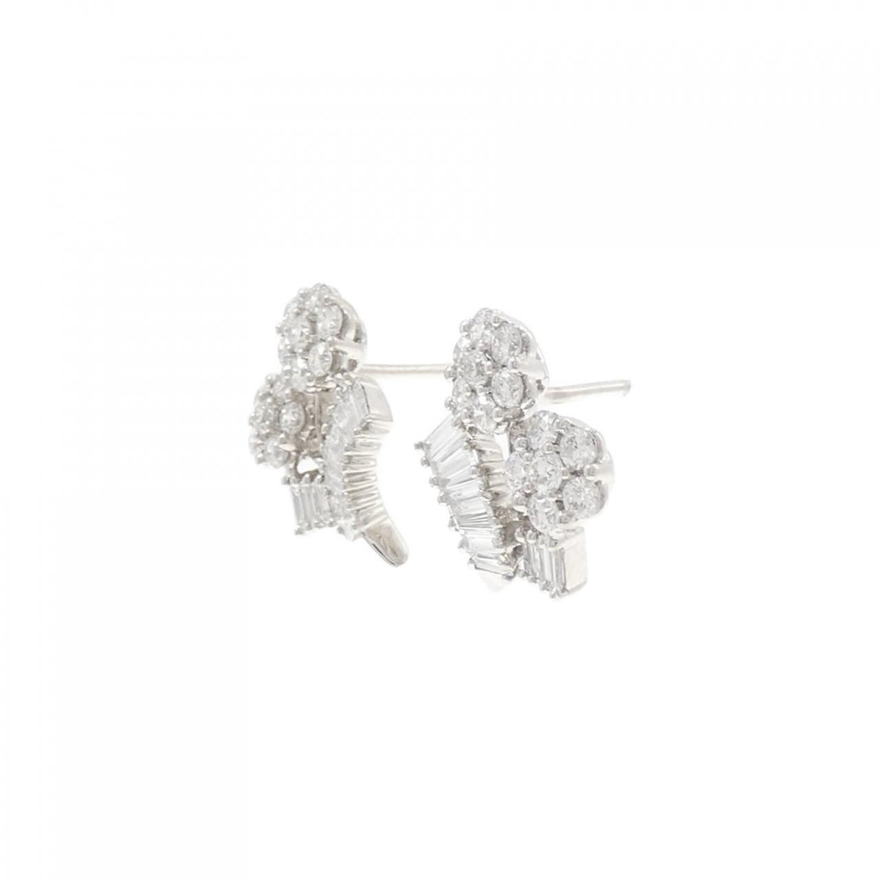 K18WG フラワー ダイヤモンド ピアス 0.99CT