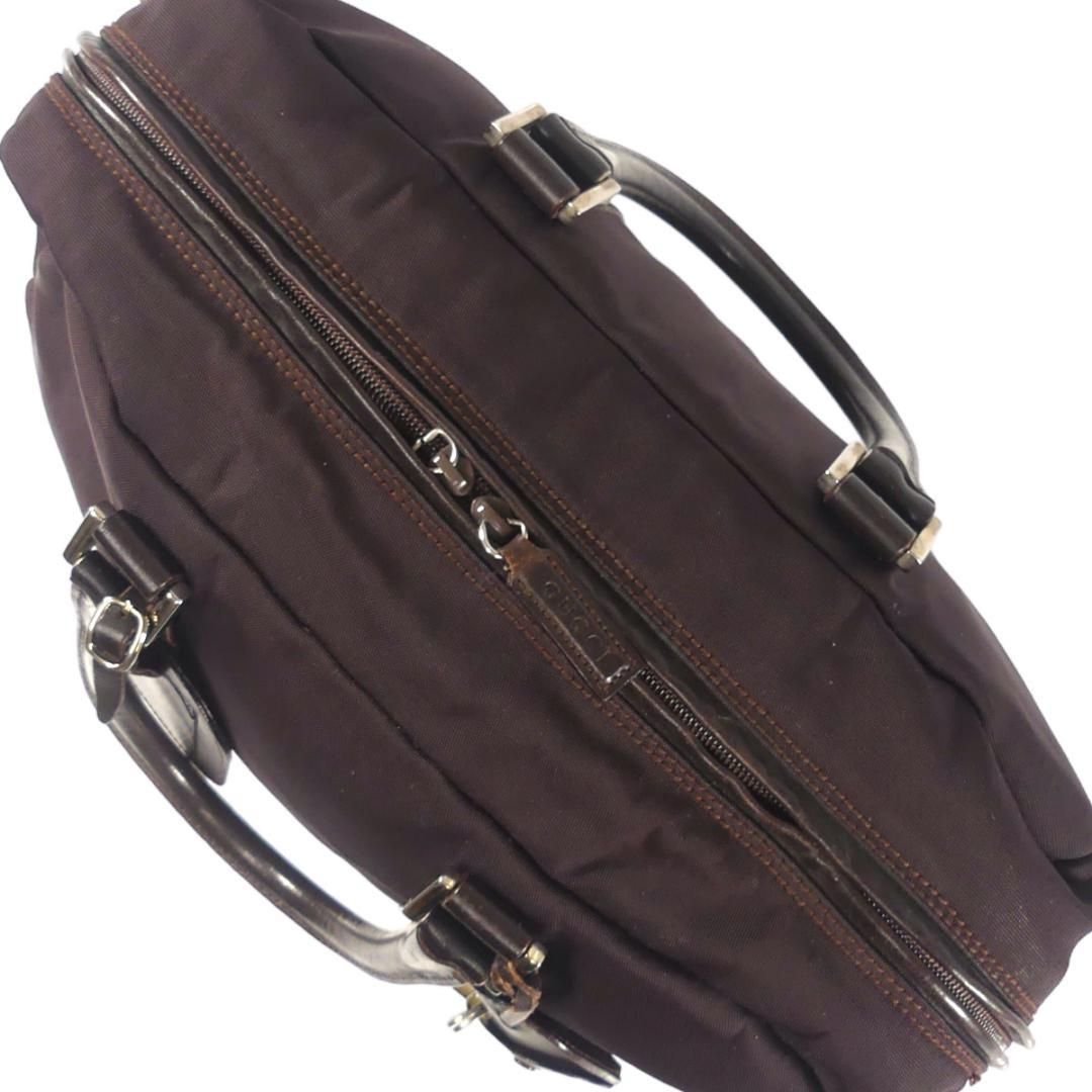 イタリア製 GUCCI グッチ ビジネスバッグ 本革 レザー 茶 AA1539