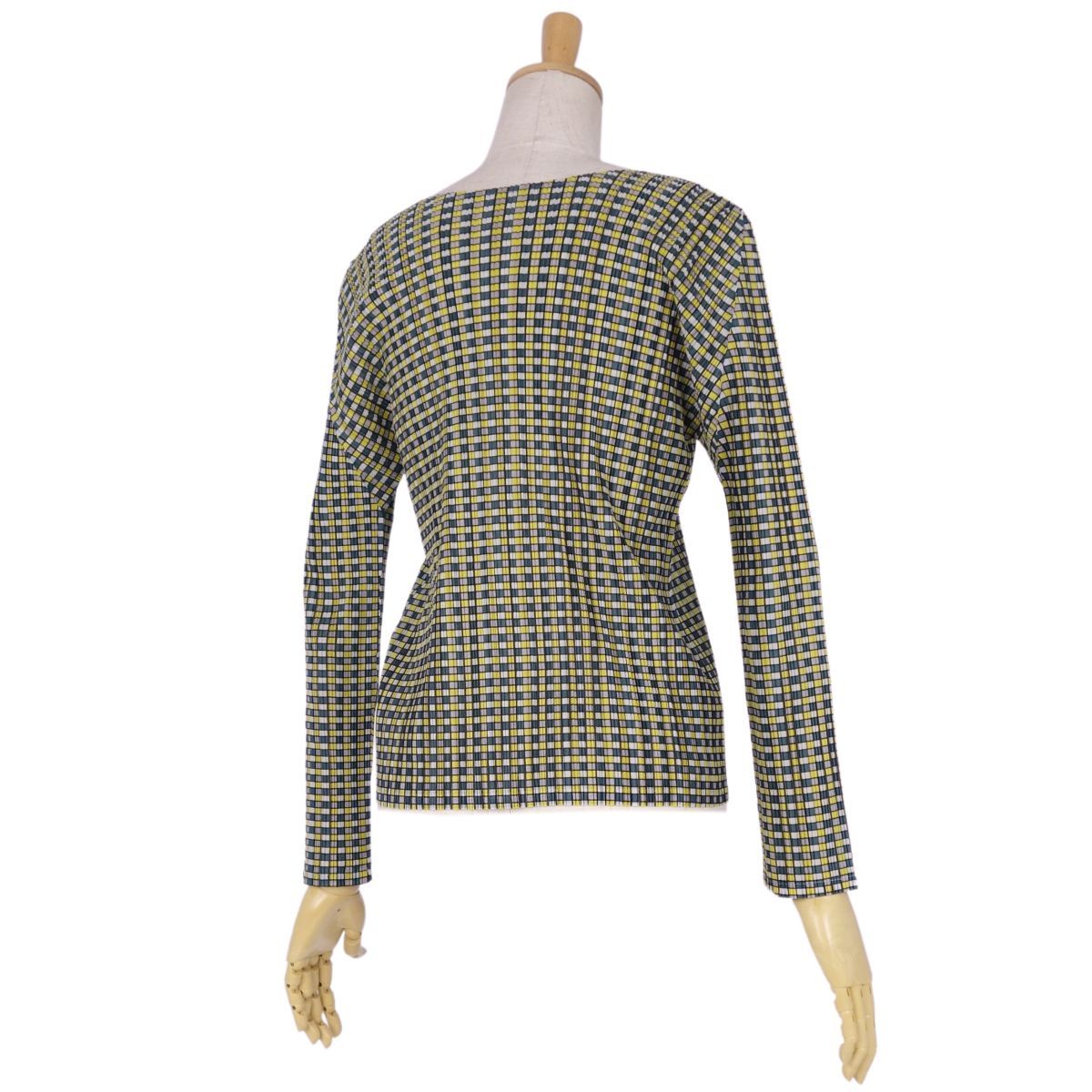 美品】プリーツプリーズ長袖シャツブラウス総柄【3】