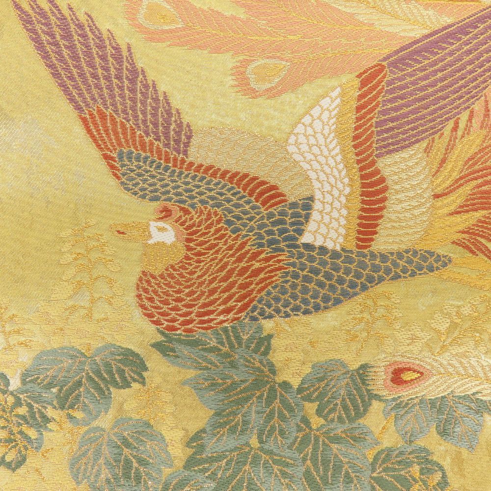 礼装　鳳凰　袋帯 中古】 袋帯 正絹(金銀糸除く) ゴールド 礼装用 鳳凰柄 和装
