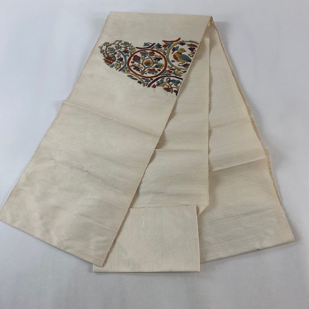 名古屋帯 美品 優品 八寸名古屋帯 松葉仕立て 鳥 花唐草