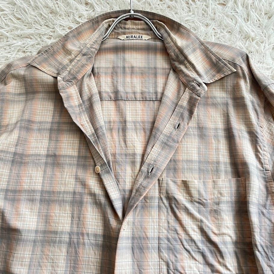 美品】AURALEE オーラリー SUPER LIGHT WOOL CHECK SHIRTS 長袖シャツ 