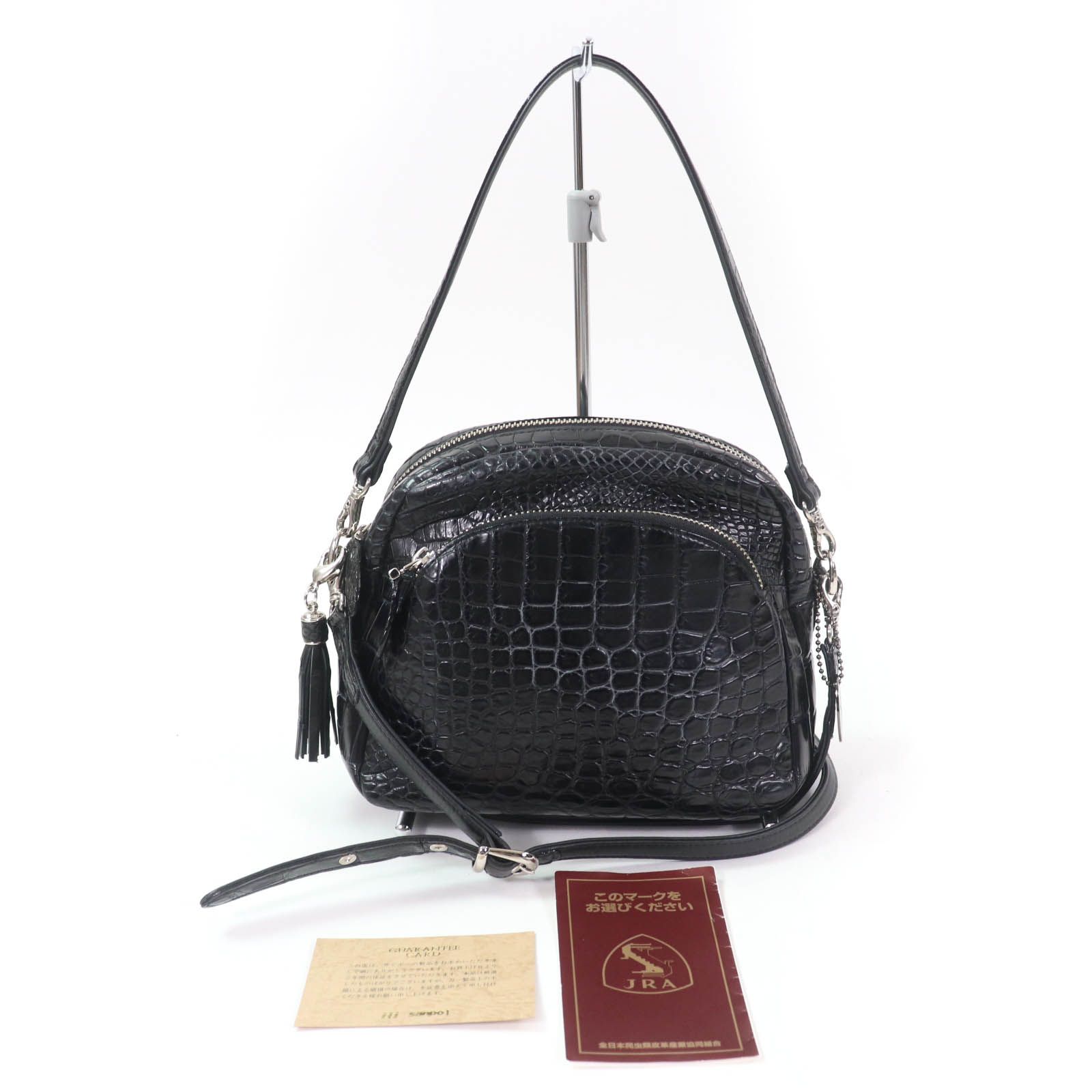 Cocco Cristallo JRA マット　クロコダイル　ショルダー　バッグ 美品☆COCCO CRISTALLO コッコクリスターロ クロコダイルレザー