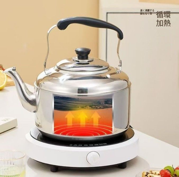 ステンレス製 コンロ ティーケトル ティーポット ストーブ 湯沸かしケトル 断熱 鏡面仕上げ 取っ手 ティーケトル ティーポット、コンロ用大容量ティーケトル ステンレス