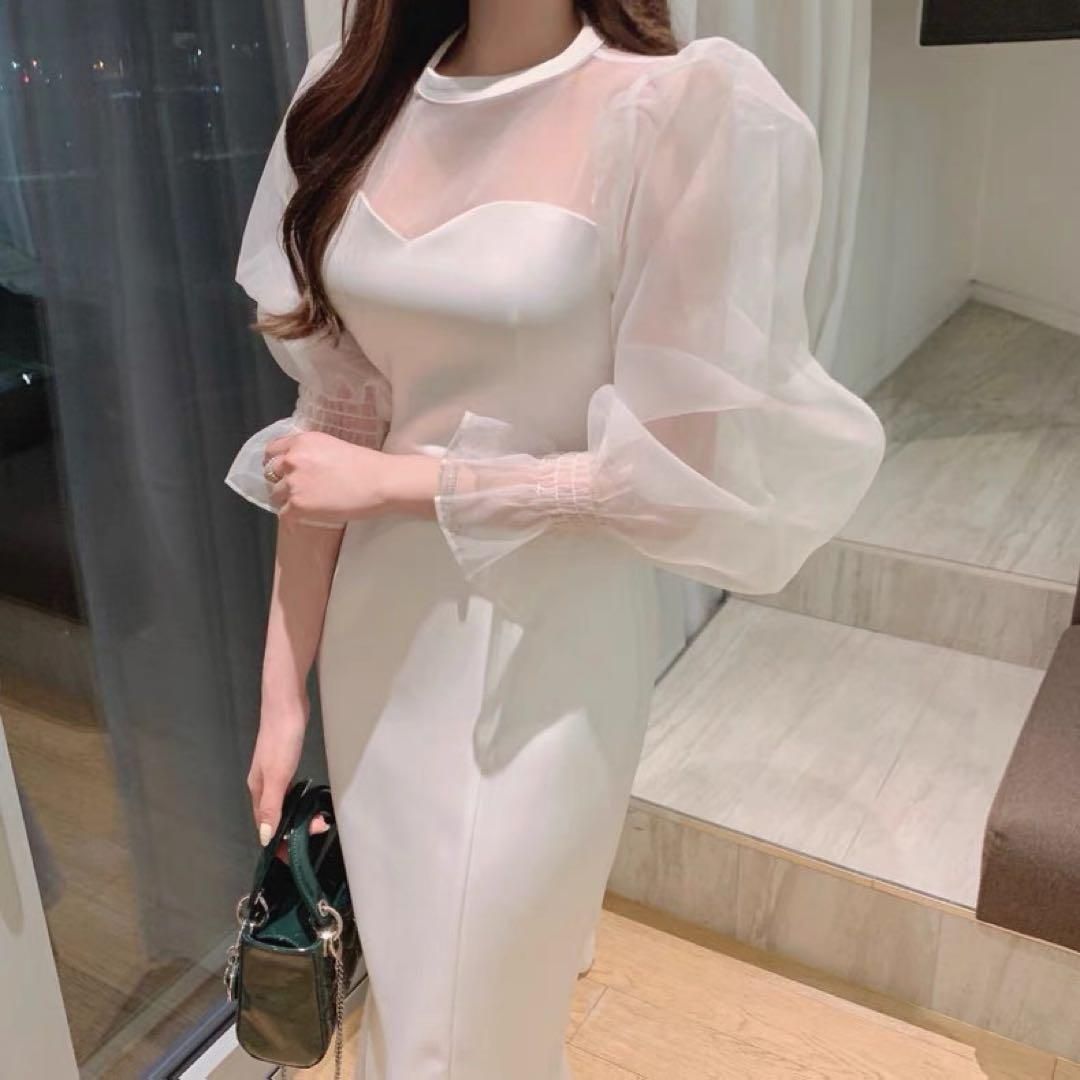 華やかマーメードシルエットロングドレス 結婚式 パーティー