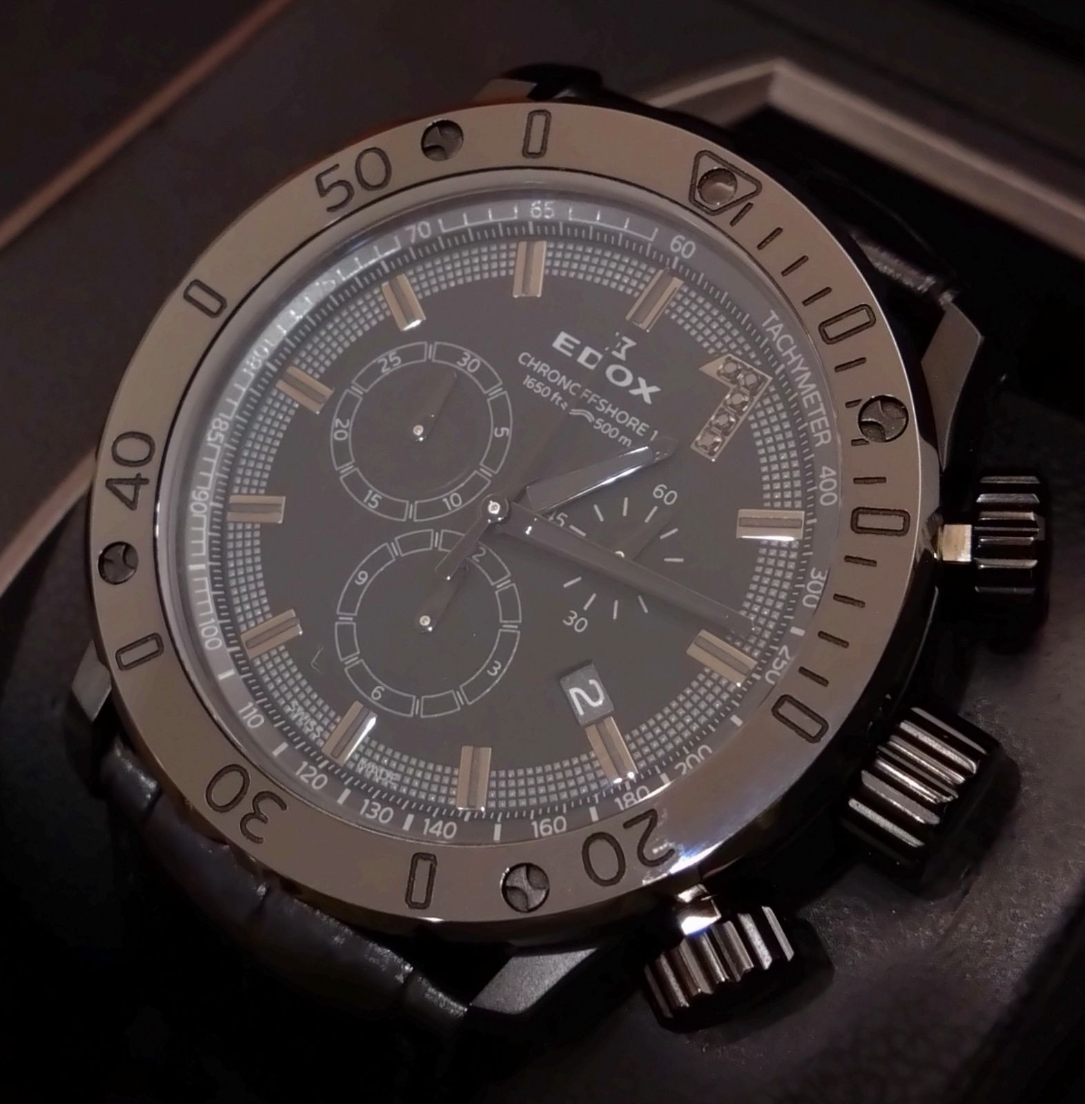 ☆2081 綺麗！ EDOX エドックス クロノオフショア1 クロノグラフ