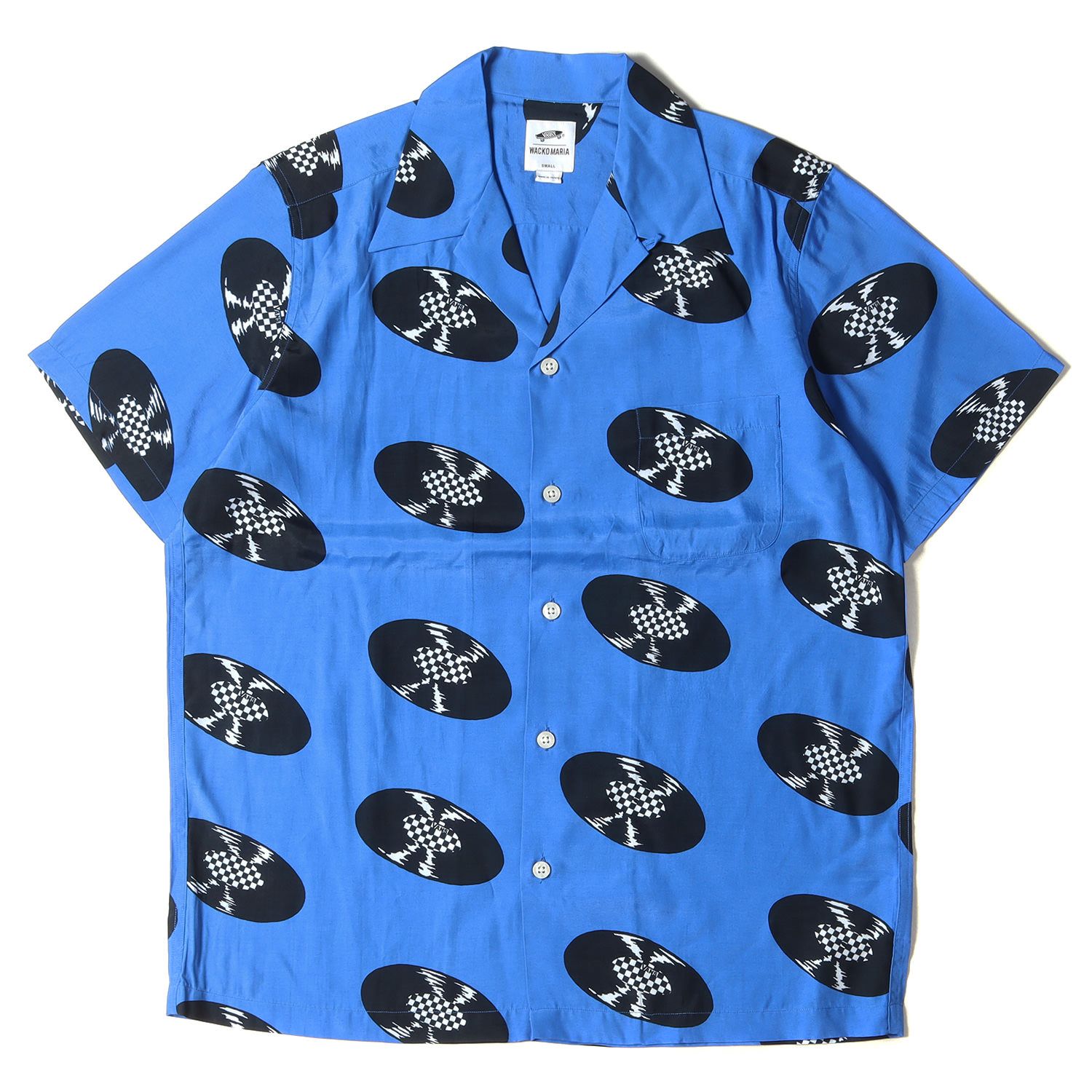 WACKO MARIA ワコマリア シャツ サイズ:S VANS VAULT バンズ ボルト レコード柄 レーヨン アロハシャツ HAWAIIAN  SHIRT 21SS ブルー トップス ハワイアン カジュアル 半袖 コラボ - メルカリ