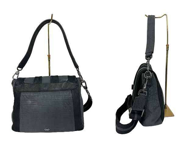 【中古】Anya Hindmarch　アニヤハインドマーチ　バッグ　2WAYバッグ　チャコールグレー　レザー　本革　ショルダーバッグ  S23 ※セルモア出品※