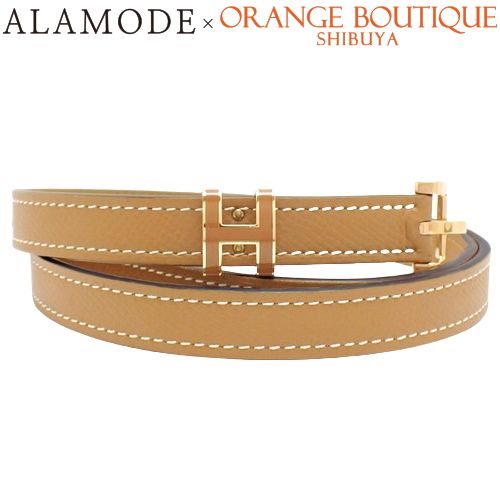 HERMES(エルメス) ベルト ポップH 15 ゴールド ブラウン茶 ヴォー  