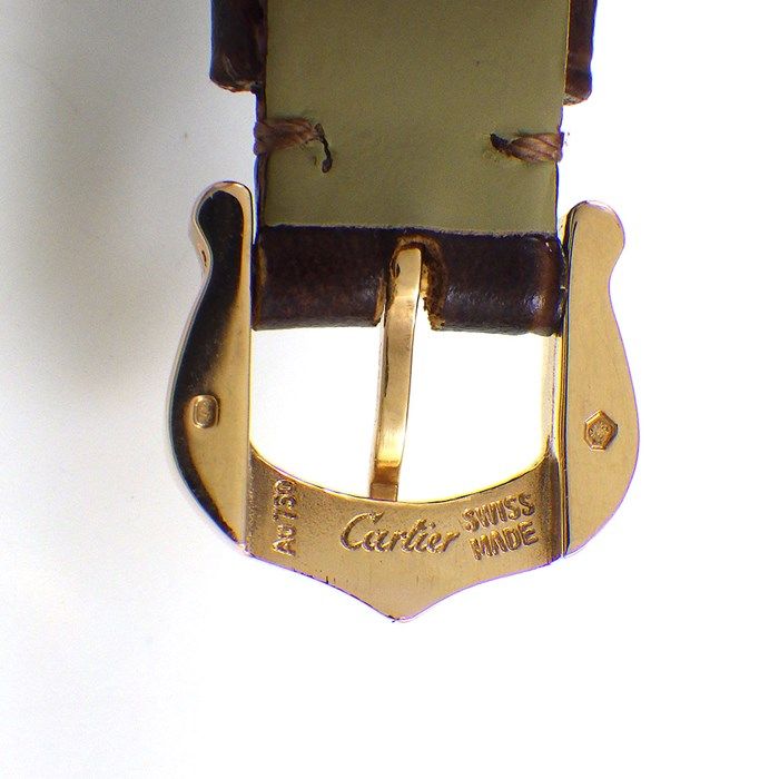 カルティエ Cartier 腕時計 ベニュワール SM W8000007 オーバル サンレイ シルバー文字盤 ローマ数字インデックス ブラウン アリゲーターレザーベルト K18PG クオーツアナログ 【中古】 カルティエ Cartier 腕時計 ベニュワール SM W8000007 オーバル