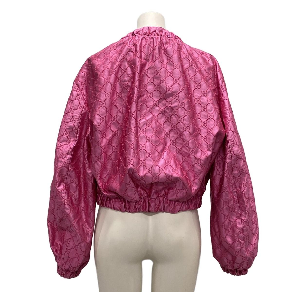 GUCCI グッチ ブルゾン サイズ40 M レディース - 691925 ピンク 長袖 刺繍 GG柄 ジップアップ 秋 冬 シルク