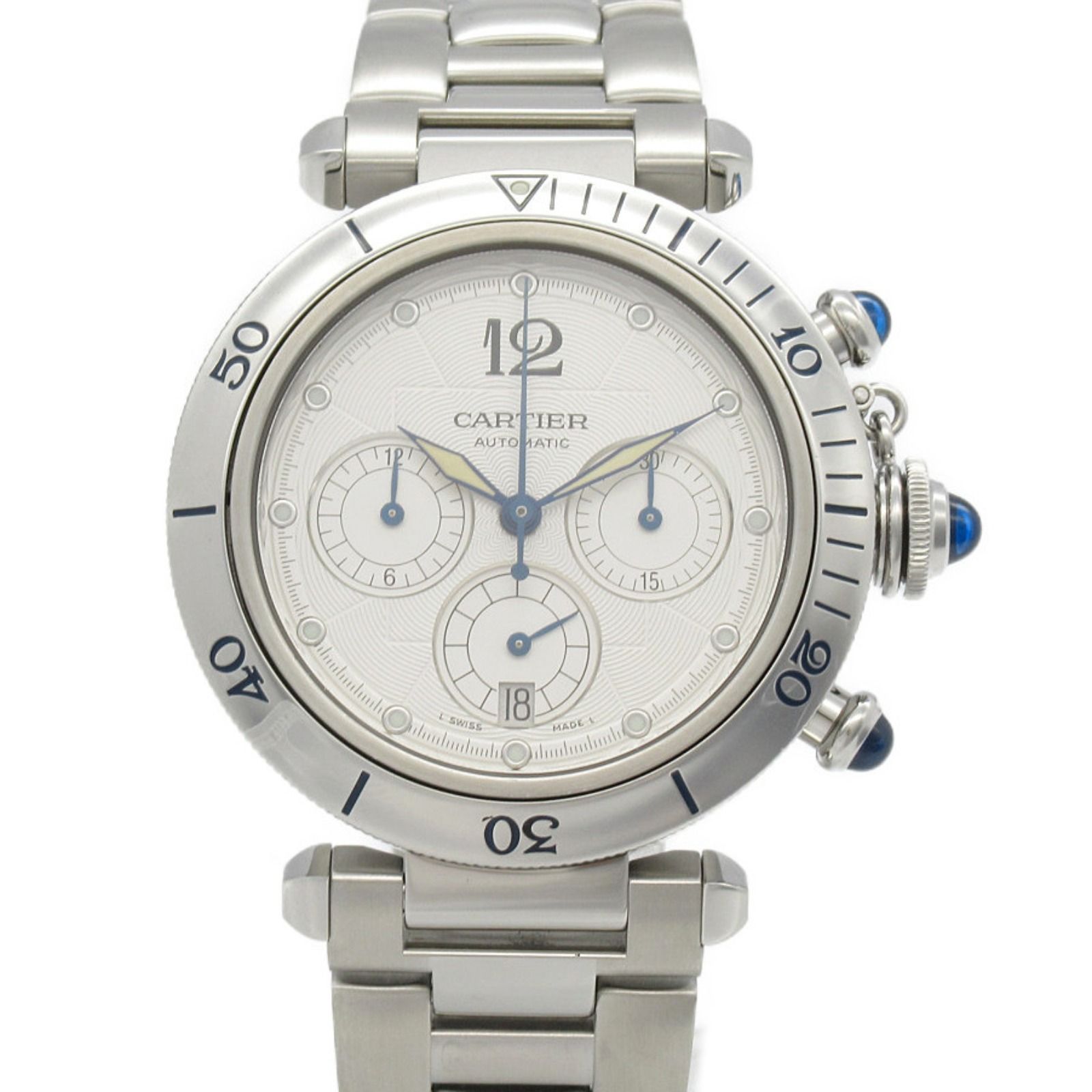 カルティエ CARTIER 腕時計 パシャクロノグラフ 腕時計  W31030H3 シルバー ステンレススチール パシャ クロノ メンズ Used A