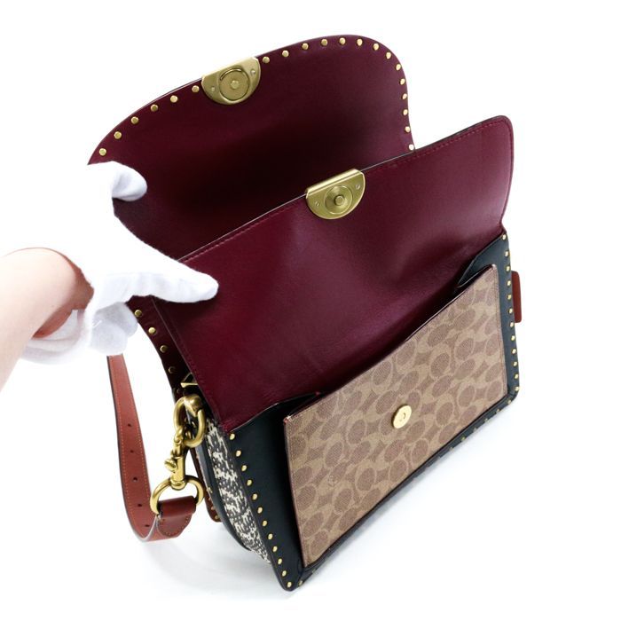 美品　COACH ショルダー バッグ　パイソン　2way 肩掛け 未使用品✨保存袋付 コーチ 2way ハンド ショルダーバッグ