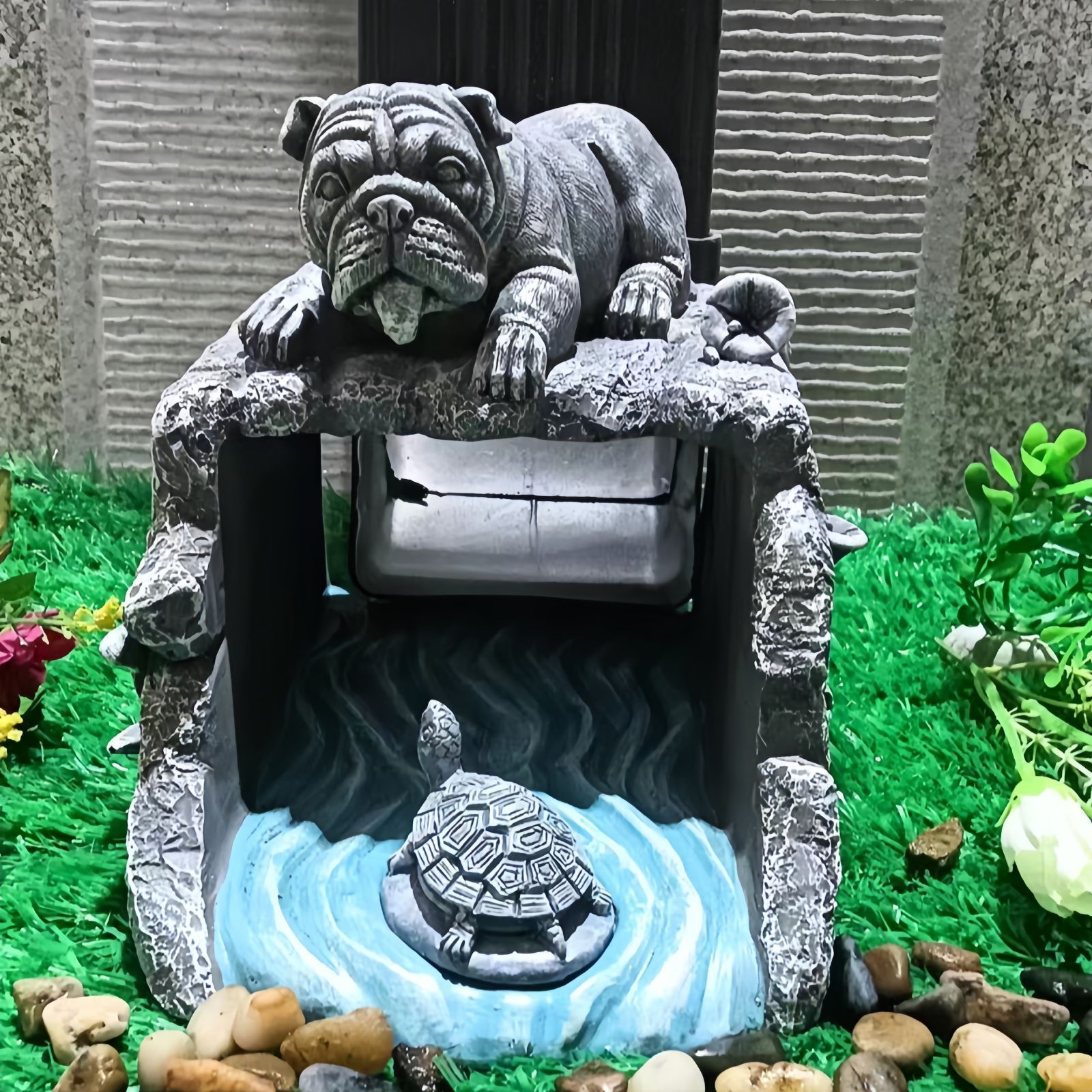 雨樋 排水 排水溝カバー 縦樋 ブルドッグ 犬 いぬ 置物 オブジェ インテリア ガーデンオーナメント オシャレ ガーデニング 庭 玄関 装飾 ギ