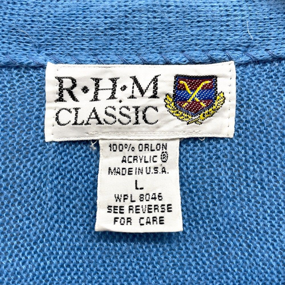 R・H・M CLASSIC アクリル ニット カーディガン L ライトブルー