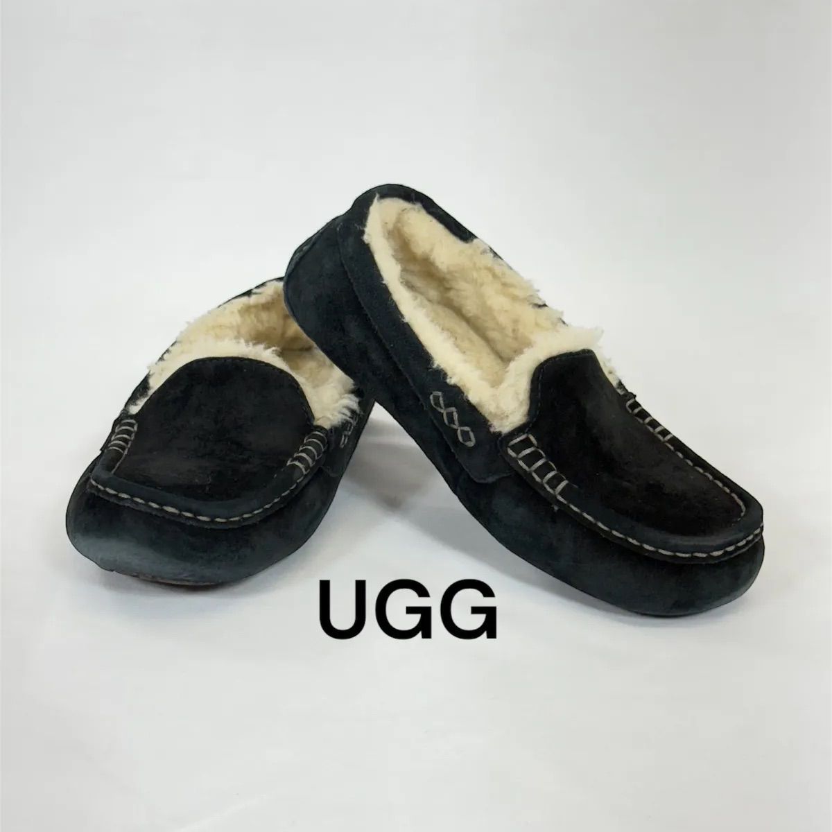 UGG アグ アンスレー 23cm ボア モカシン ムートンシューズ スリッポン