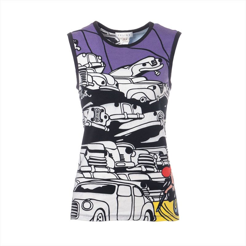 CELINE セリーヌ タンクトップ コットン プリント ロゴ Size M